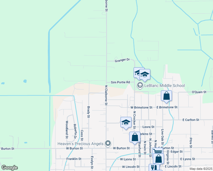 map of restaurants, bars, coffee shops, grocery stores, and more near 1570 North Claiborne Street in Sulphur