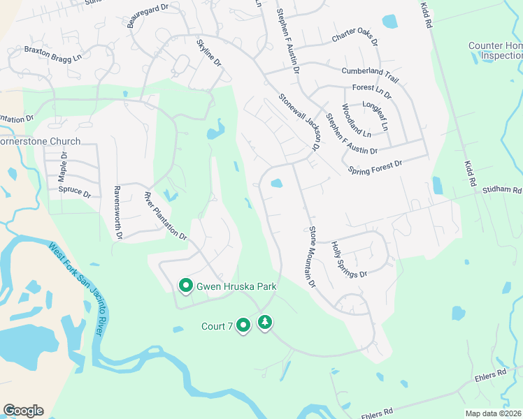 map of restaurants, bars, coffee shops, grocery stores, and more near 716 Stonewall Jackson Drive in Conroe