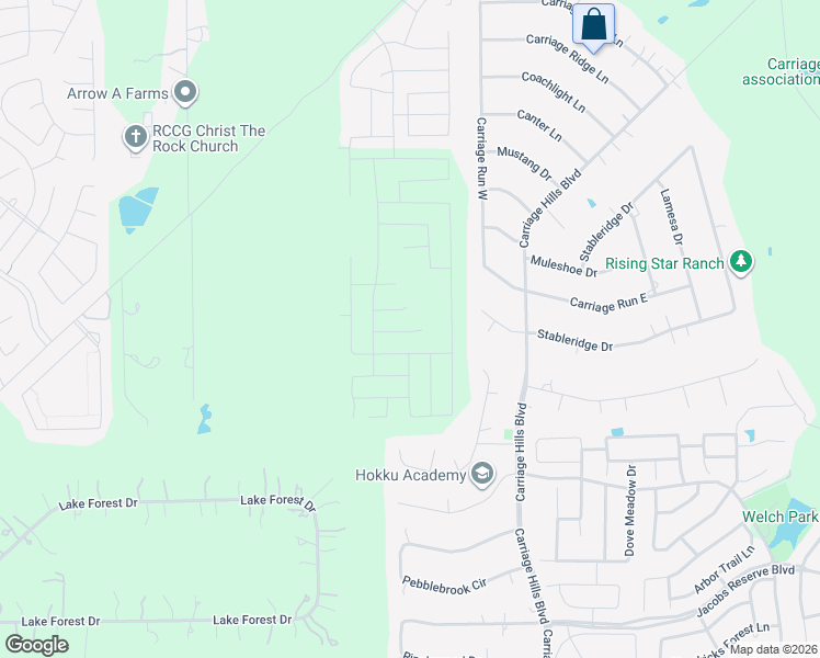 map of restaurants, bars, coffee shops, grocery stores, and more near 2410 Stableridge Drive in Conroe