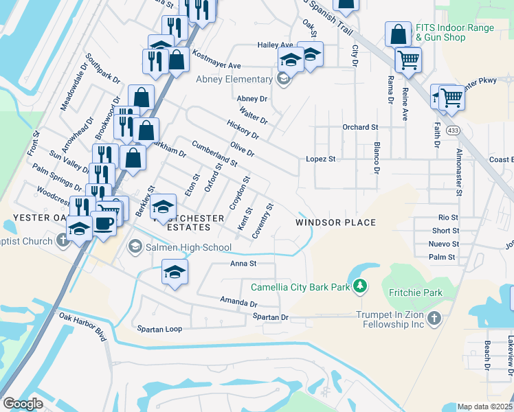 map of restaurants, bars, coffee shops, grocery stores, and more near 3810 Kent Street in Slidell