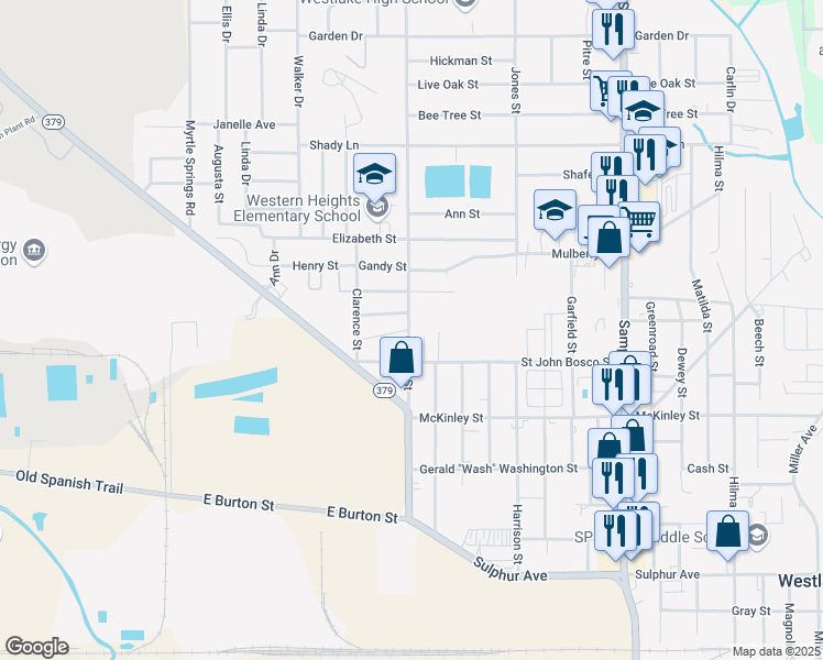 map of restaurants, bars, coffee shops, grocery stores, and more near 1701-1799 Gwen Drive in Westlake