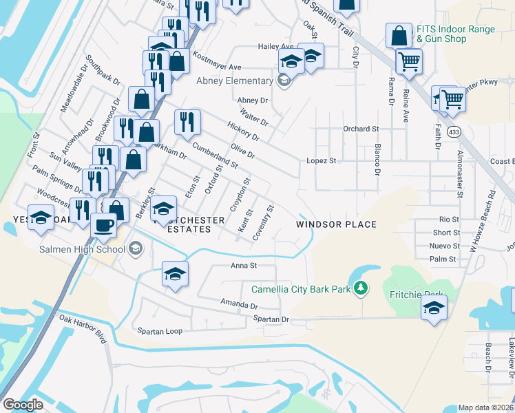 map of restaurants, bars, coffee shops, grocery stores, and more near 3810 Kent Street in Slidell