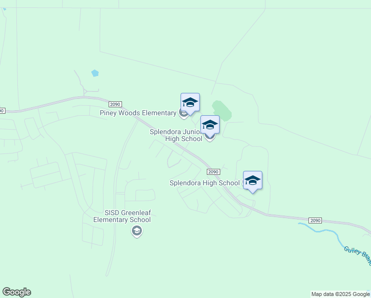 map of restaurants, bars, coffee shops, grocery stores, and more near 23395 Farm to Market Road 2090 in Splendora