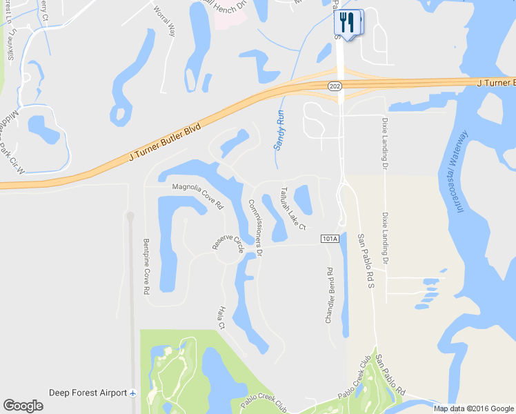 map of restaurants, bars, coffee shops, grocery stores, and more near 5251 Commissioners Drive in Jacksonville