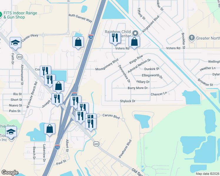 map of restaurants, bars, coffee shops, grocery stores, and more near 1263 Admiral Nelson Drive in Slidell