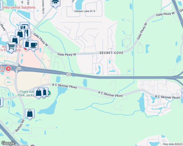 map of restaurants, bars, coffee shops, grocery stores, and more near 4230 Crownwood Drive in Jacksonville