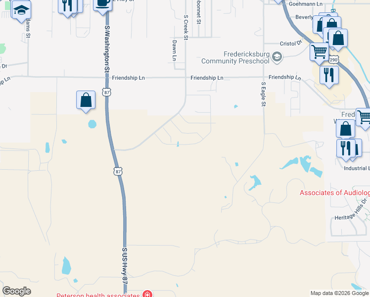 map of restaurants, bars, coffee shops, grocery stores, and more near in Fredericksburg