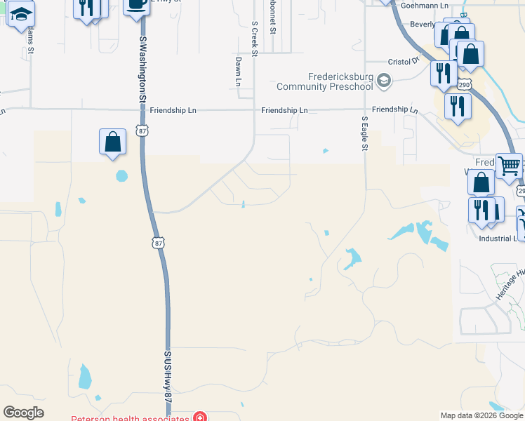 map of restaurants, bars, coffee shops, grocery stores, and more near in Fredericksburg