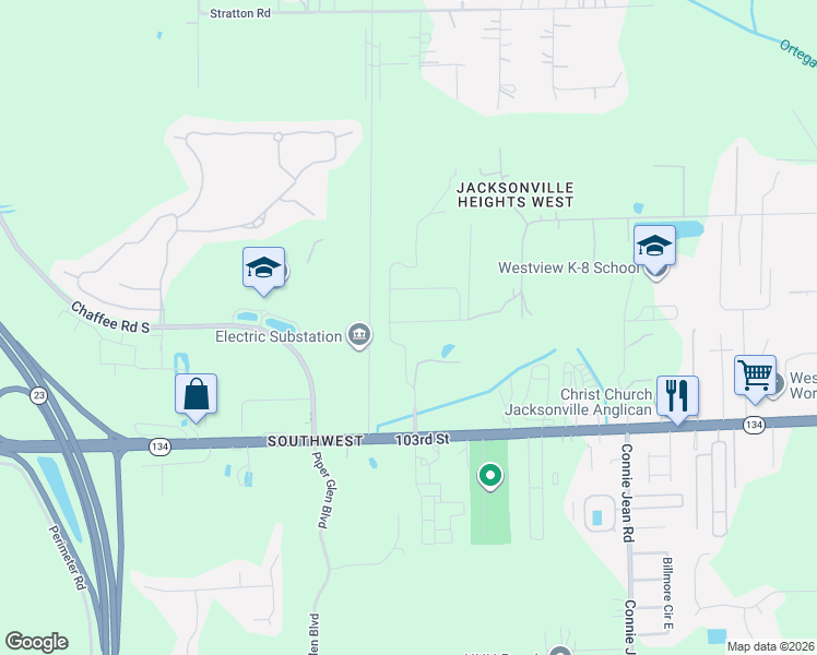 map of restaurants, bars, coffee shops, grocery stores, and more near 5139 Magnolia Valley Drive in Jacksonville