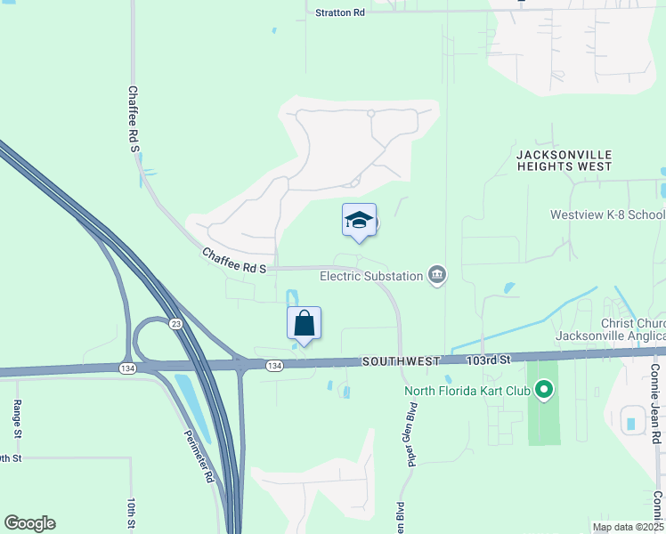 map of restaurants, bars, coffee shops, grocery stores, and more near Samaritan Way in Jacksonville