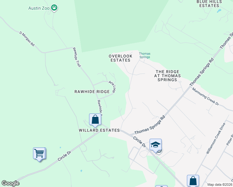 map of restaurants, bars, coffee shops, grocery stores, and more near 7837 Aria Loop in Austin