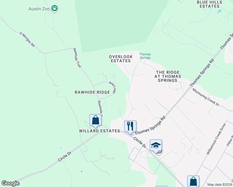 map of restaurants, bars, coffee shops, grocery stores, and more near 7837 Aria Loop in Austin