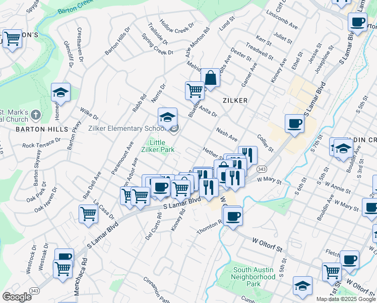 map of restaurants, bars, coffee shops, grocery stores, and more near 2010 Goodrich Avenue in Austin