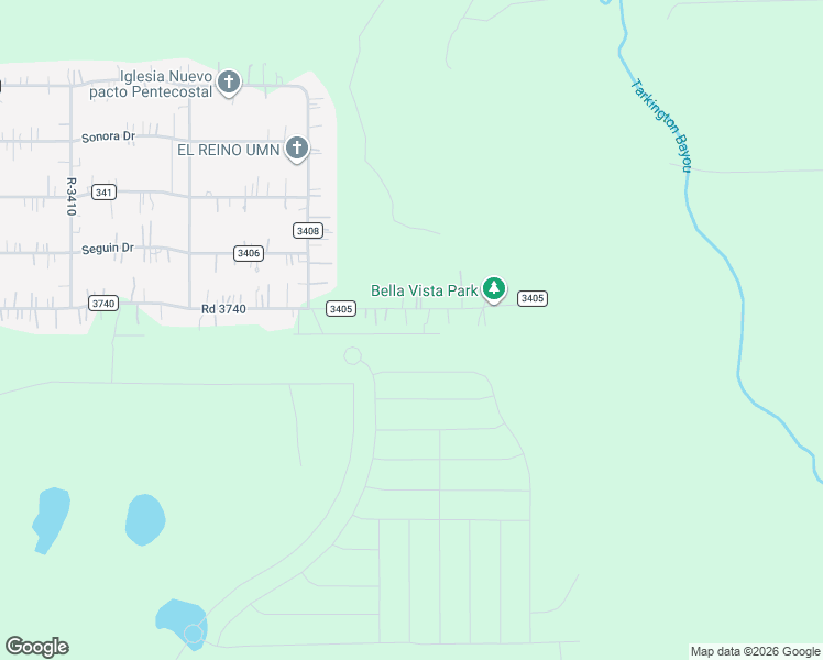 map of restaurants, bars, coffee shops, grocery stores, and more near 2192 Road 3405 in Cleveland