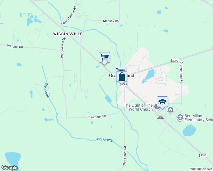 map of restaurants, bars, coffee shops, grocery stores, and more near 15780 Farm to Market Road 3083 in Conroe
