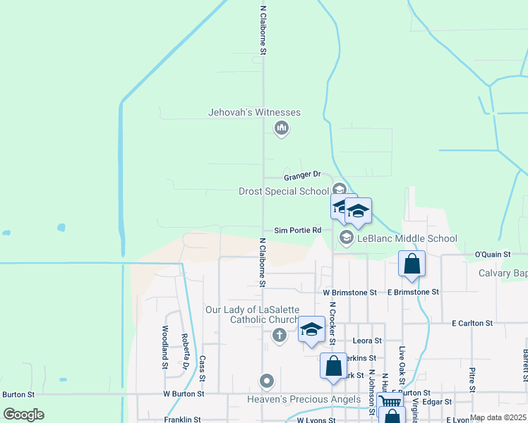 map of restaurants, bars, coffee shops, grocery stores, and more near 1570 North Claiborne Street in Sulphur