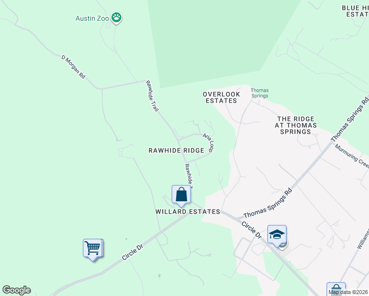 map of restaurants, bars, coffee shops, grocery stores, and more near 7710 Aria Loop in Austin