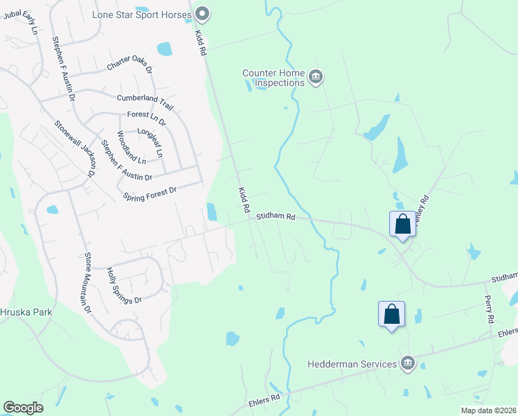 map of restaurants, bars, coffee shops, grocery stores, and more near 14043 Kidd Road in Conroe