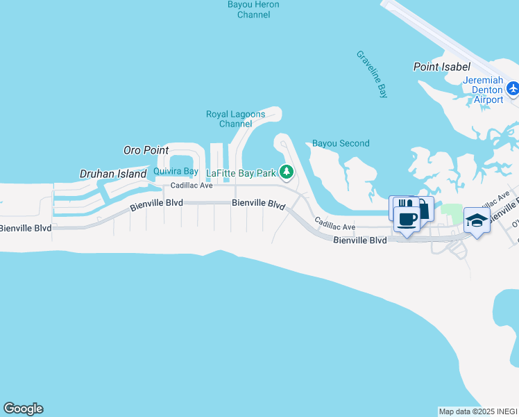 map of restaurants, bars, coffee shops, grocery stores, and more near 2020 Bienville Blvd in Dauphin Island