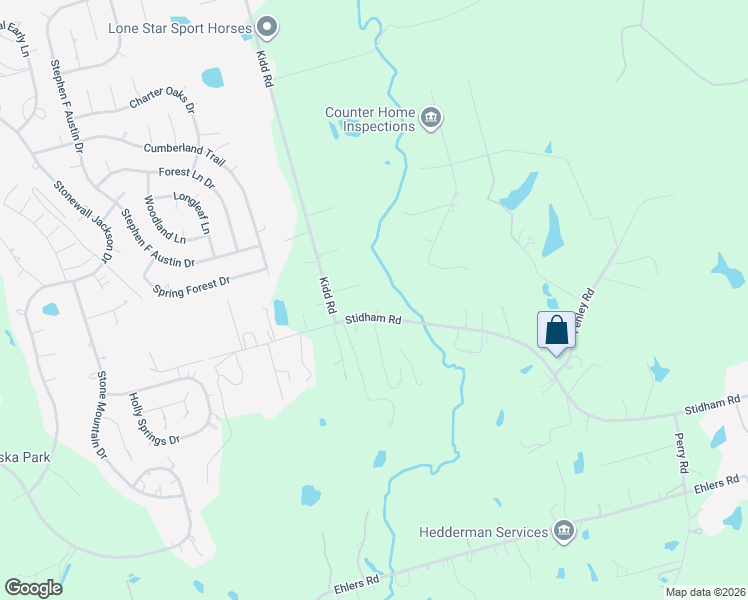 map of restaurants, bars, coffee shops, grocery stores, and more near 14043 Kidd Road in Conroe
