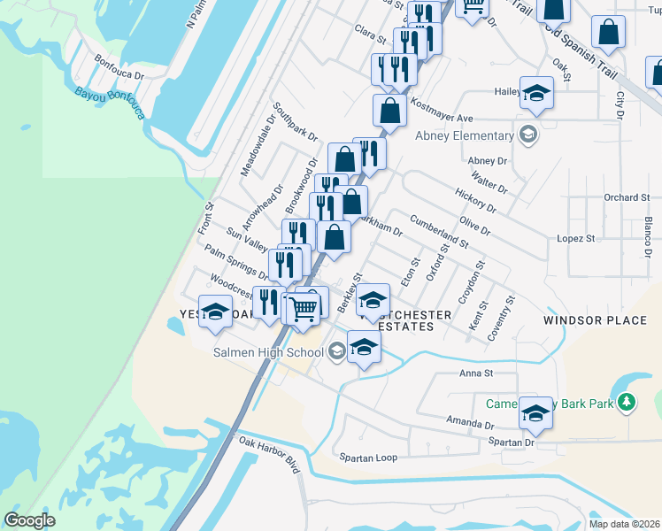 map of restaurants, bars, coffee shops, grocery stores, and more near 2101 Sgt Alfred Drive in Slidell