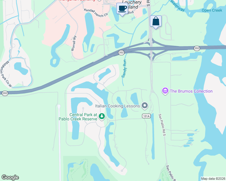 map of restaurants, bars, coffee shops, grocery stores, and more near 5214 Commissioners Drive in Jacksonville
