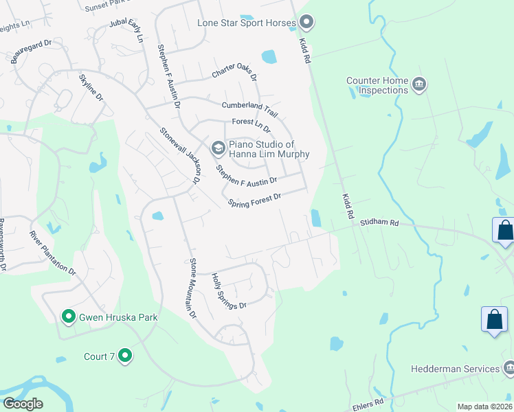 map of restaurants, bars, coffee shops, grocery stores, and more near 319 Spring Forest Court in Conroe