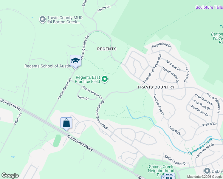 map of restaurants, bars, coffee shops, grocery stores, and more near 5721 Republic of Texas Boulevard in Austin