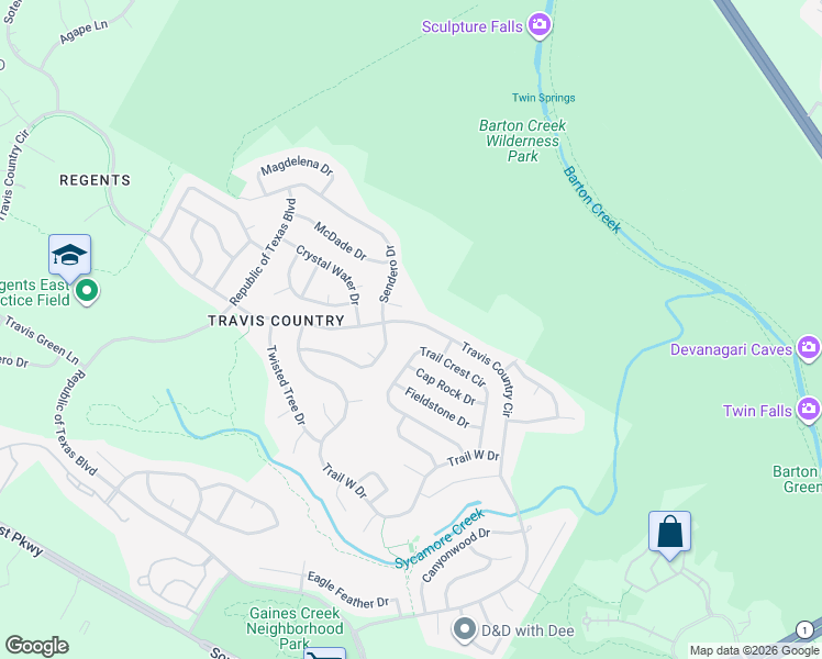 map of restaurants, bars, coffee shops, grocery stores, and more near 4156 Travis Country Circle in Austin