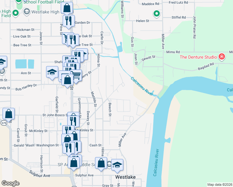 map of restaurants, bars, coffee shops, grocery stores, and more near 1309 Rue De Cypress in Westlake