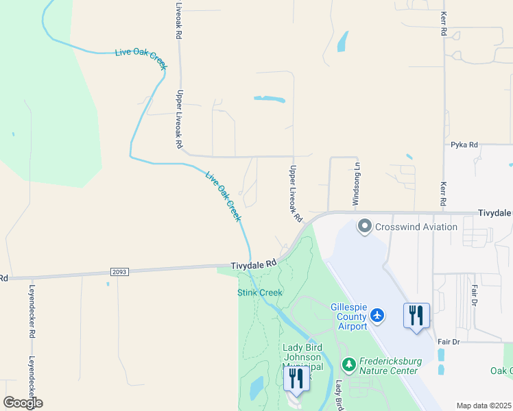 map of restaurants, bars, coffee shops, grocery stores, and more near 1996 Upper Liveoak Road in Fredericksburg