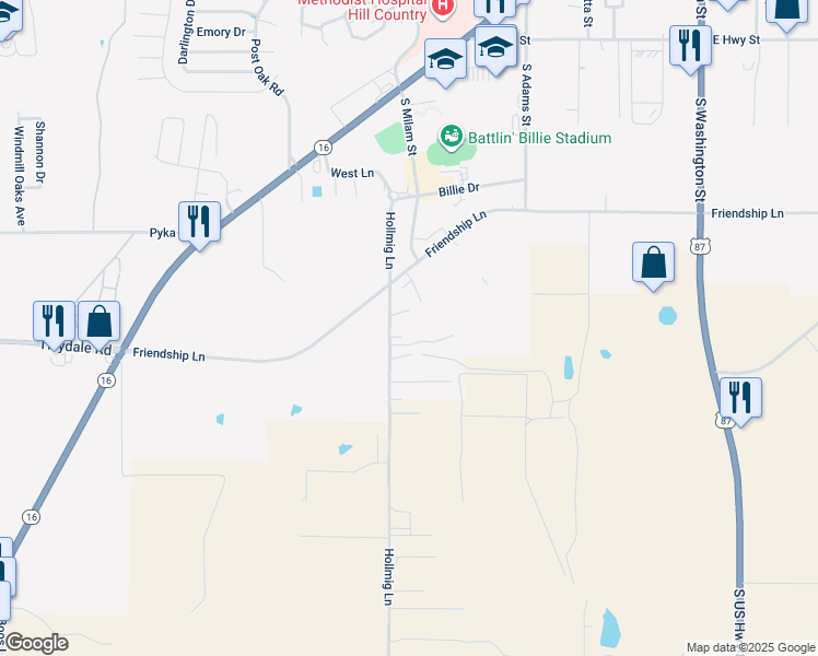 map of restaurants, bars, coffee shops, grocery stores, and more near 319 Hollmig Lane in Fredericksburg