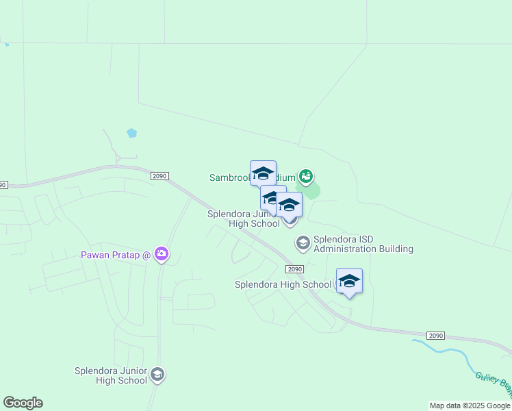 map of restaurants, bars, coffee shops, grocery stores, and more near 23395 Farm to Market Road 2090 in Splendora