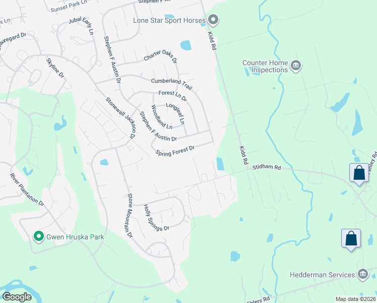 map of restaurants, bars, coffee shops, grocery stores, and more near 324 Spring Forest Court in Conroe