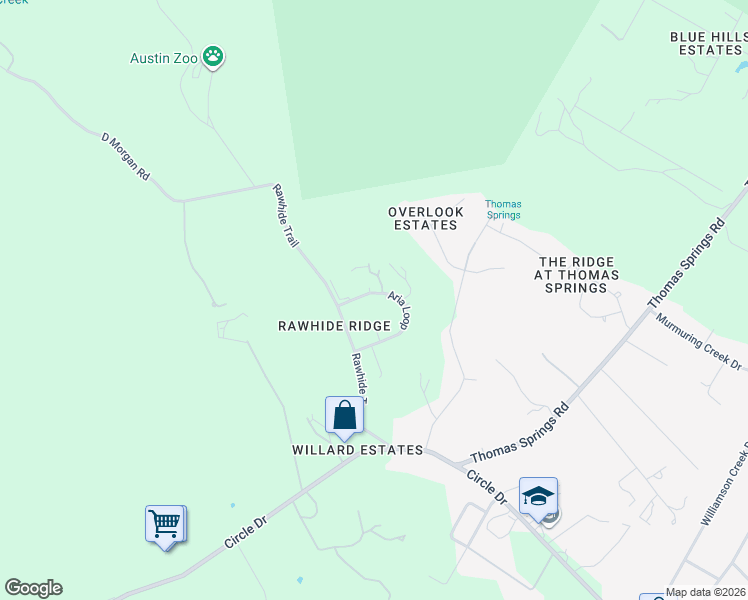 map of restaurants, bars, coffee shops, grocery stores, and more near 7734 Aria Loop in Austin