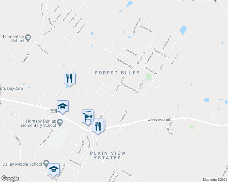 map of restaurants, bars, coffee shops, grocery stores, and more near 15117 Bigelow Drive in Austin