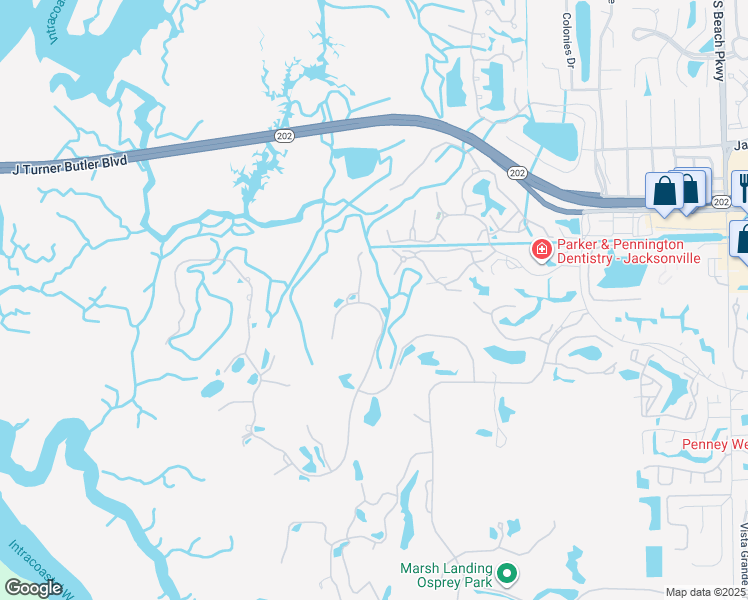 map of restaurants, bars, coffee shops, grocery stores, and more near 229 Royal Tern Road North in Ponte Vedra Beach