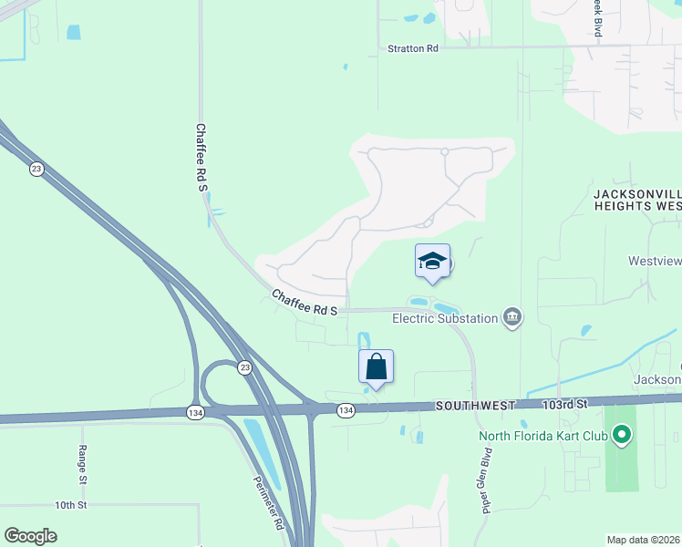map of restaurants, bars, coffee shops, grocery stores, and more near 10900 Dancing Rabbit Lane in Jacksonville