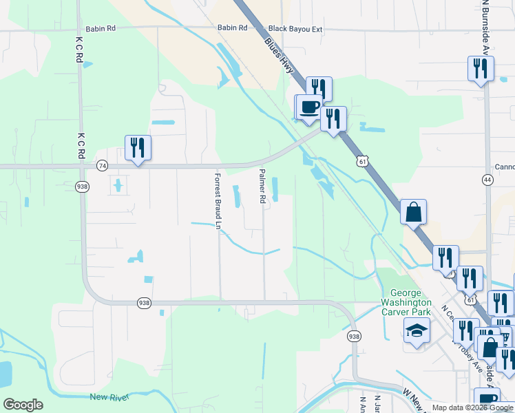 map of restaurants, bars, coffee shops, grocery stores, and more near 12446 Katie Drive in Gonzales