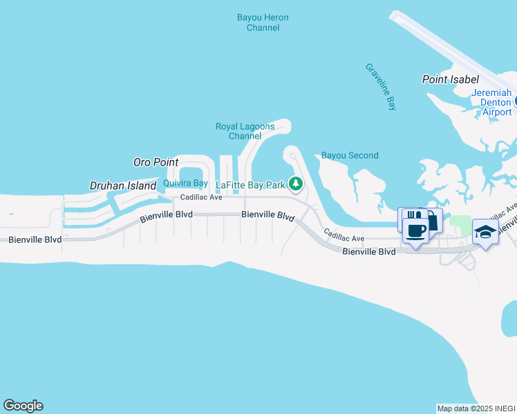 map of restaurants, bars, coffee shops, grocery stores, and more near 2020 Bienville Boulevard in Dauphin Island