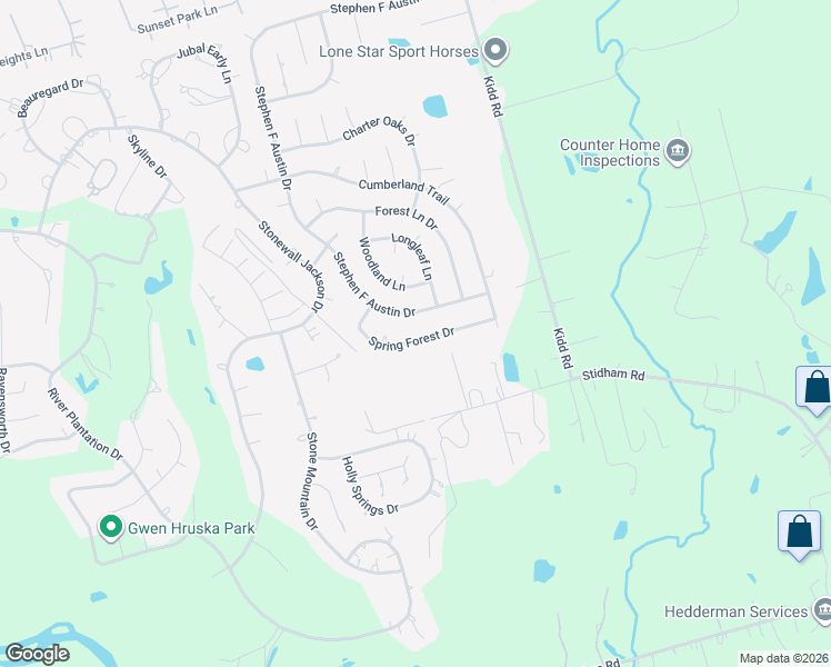 map of restaurants, bars, coffee shops, grocery stores, and more near 319 Spring Forest Court in Conroe