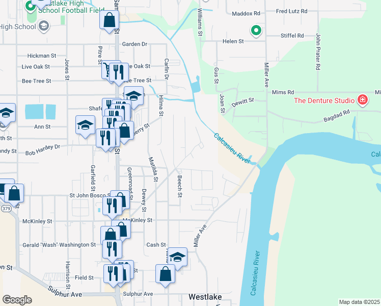 map of restaurants, bars, coffee shops, grocery stores, and more near 1514 Continental Boulevard in Westlake