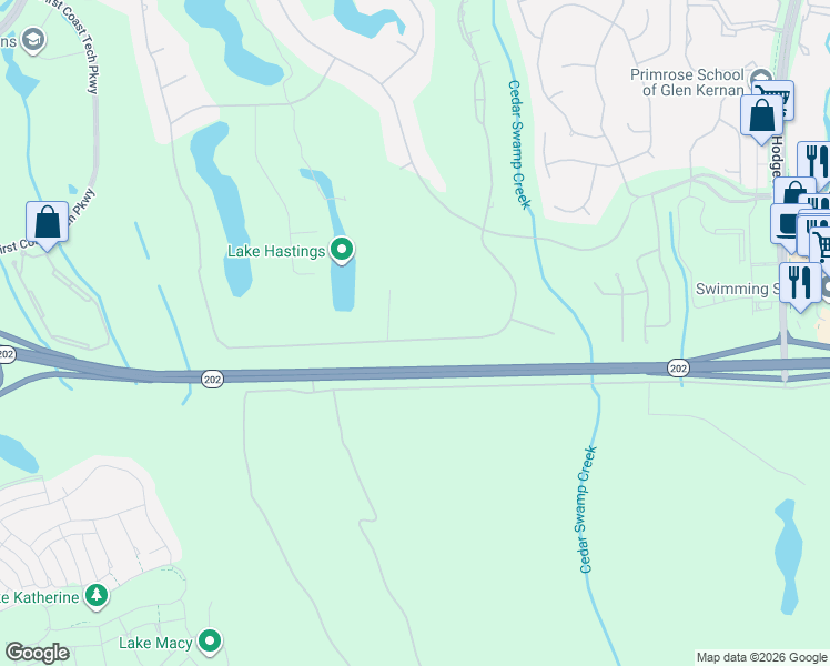 map of restaurants, bars, coffee shops, grocery stores, and more near Butler Boulevard in Jacksonville