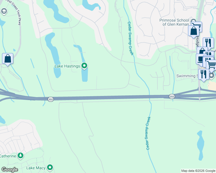 map of restaurants, bars, coffee shops, grocery stores, and more near Butler Boulevard in Jacksonville