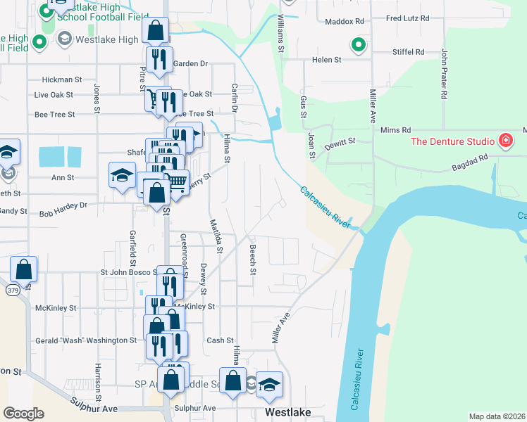 map of restaurants, bars, coffee shops, grocery stores, and more near 1309 Rue De Cypress in Westlake