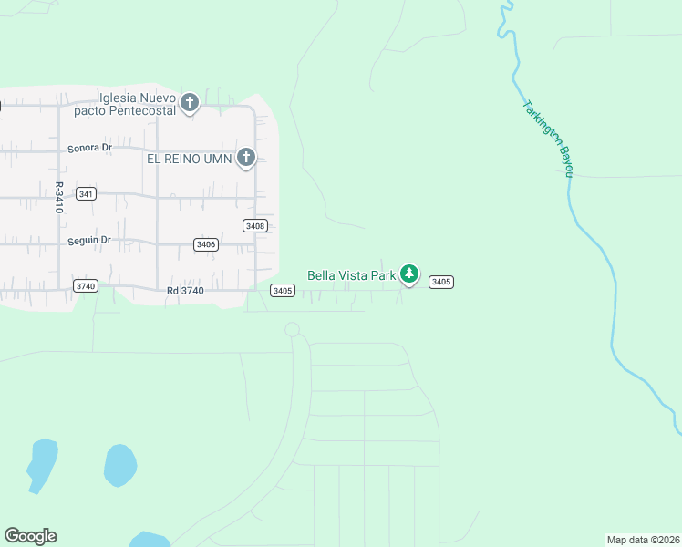 map of restaurants, bars, coffee shops, grocery stores, and more near 2195 Road 3405 in Cleveland