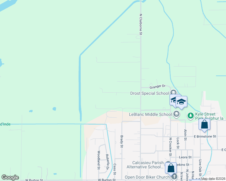 map of restaurants, bars, coffee shops, grocery stores, and more near 965 Mini Ranch Lane in Sulphur