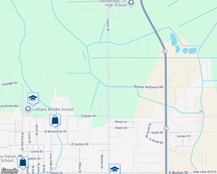 map of restaurants, bars, coffee shops, grocery stores, and more near 1001 Lewis Street in Sulphur