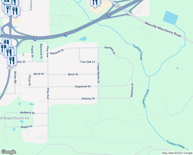 map of restaurants, bars, coffee shops, grocery stores, and more near 4075 Birch Street in Macclenny