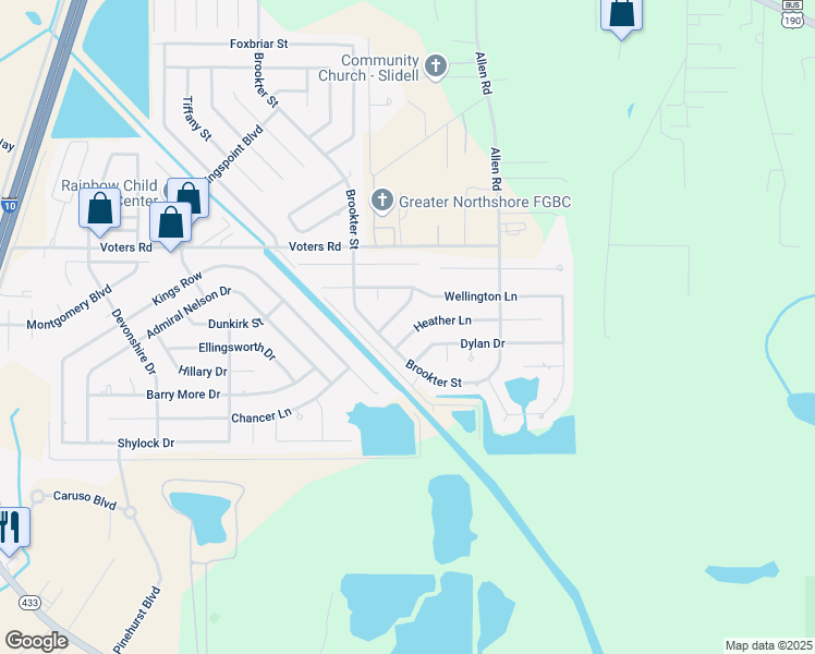 map of restaurants, bars, coffee shops, grocery stores, and more near 2009 Churchill Street in Slidell